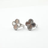 Boucle d'oreille argent Rhodié garanti trèfle blanc soldeargent - 40%