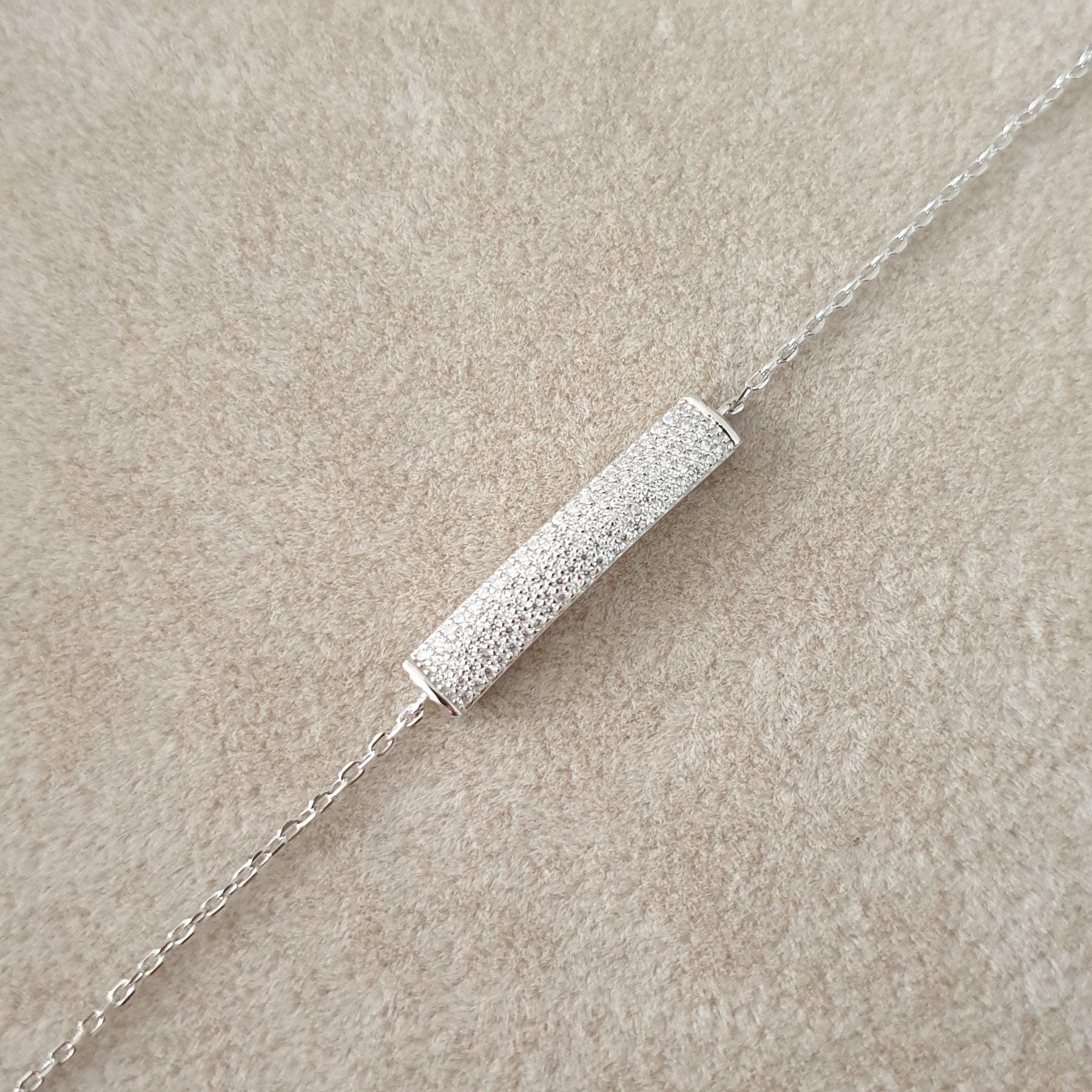 Gourmette argent Rhodié garanti le rectangle en pierres