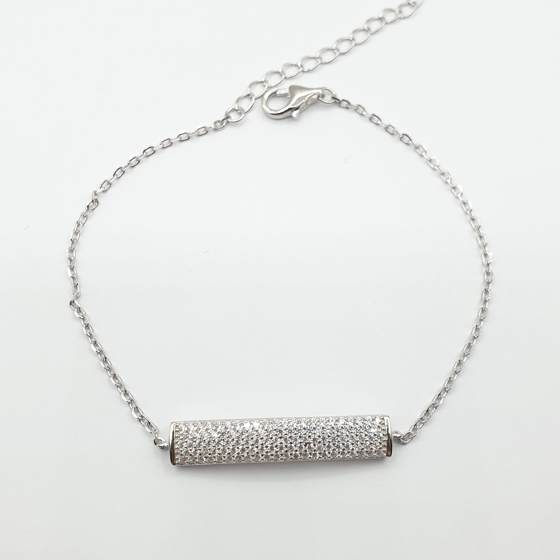 Gourmette argent Rhodié garanti le rectangle en pierres