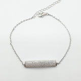 Gourmette argent Rhodié garanti le rectangle en pierres